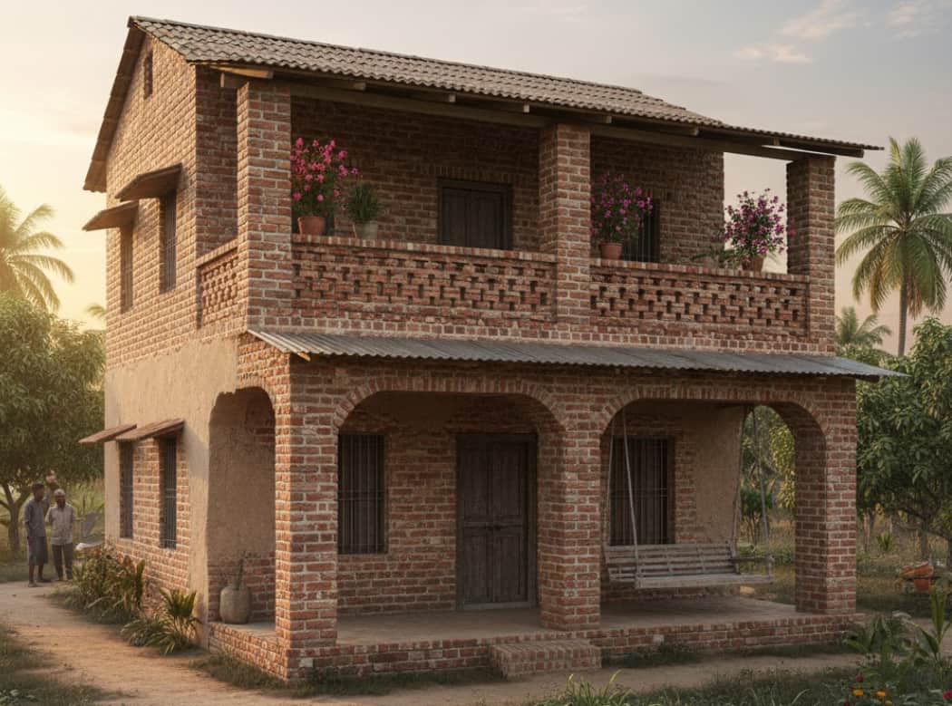 Brick-Inserted Village Home Design