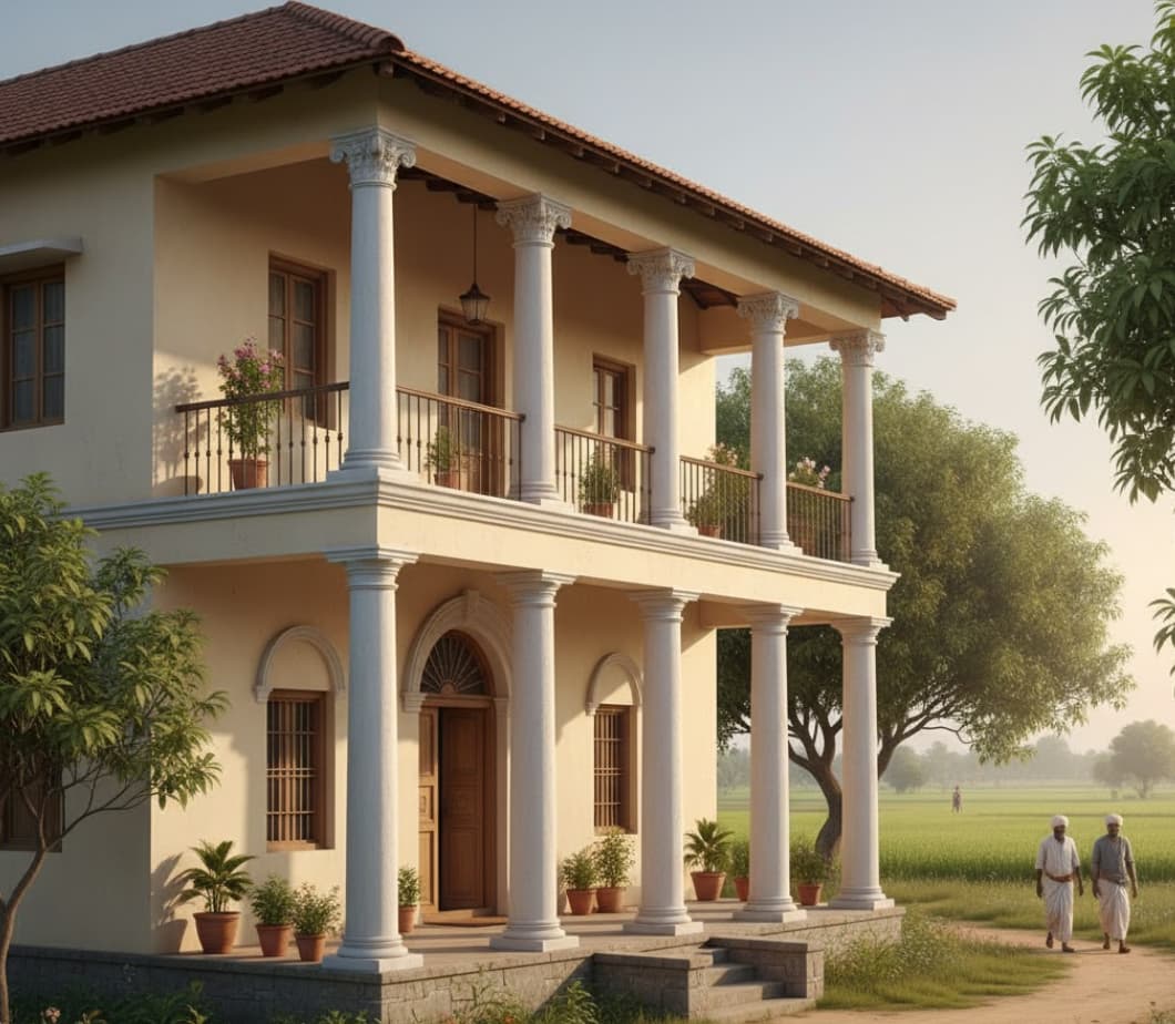 Pillared Front Elevation Design