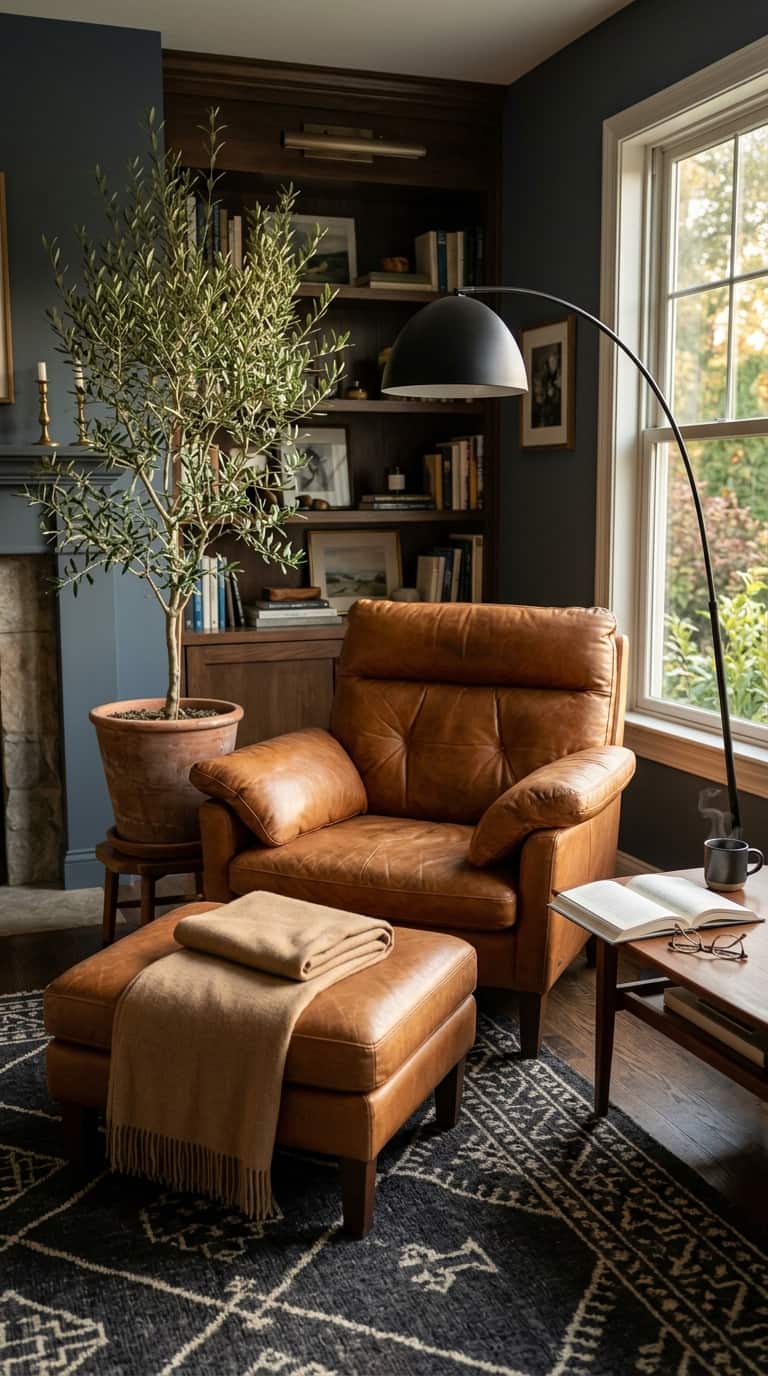 Big Comfy Reading Chair With an Ottoman