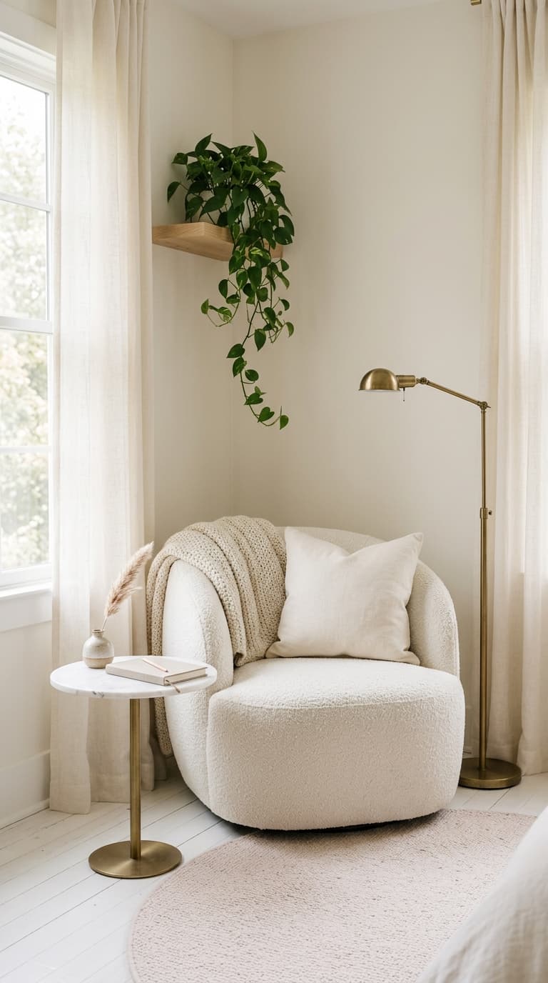 Bouclé Reading Chair in Bedroom for a Cozy Retreat