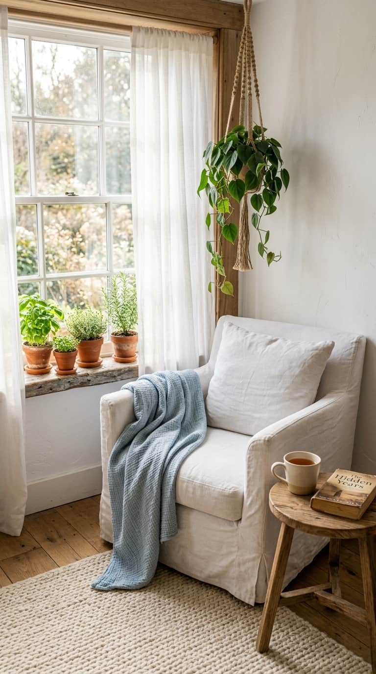 Cozy Reading Chair Beside a Sunny Window