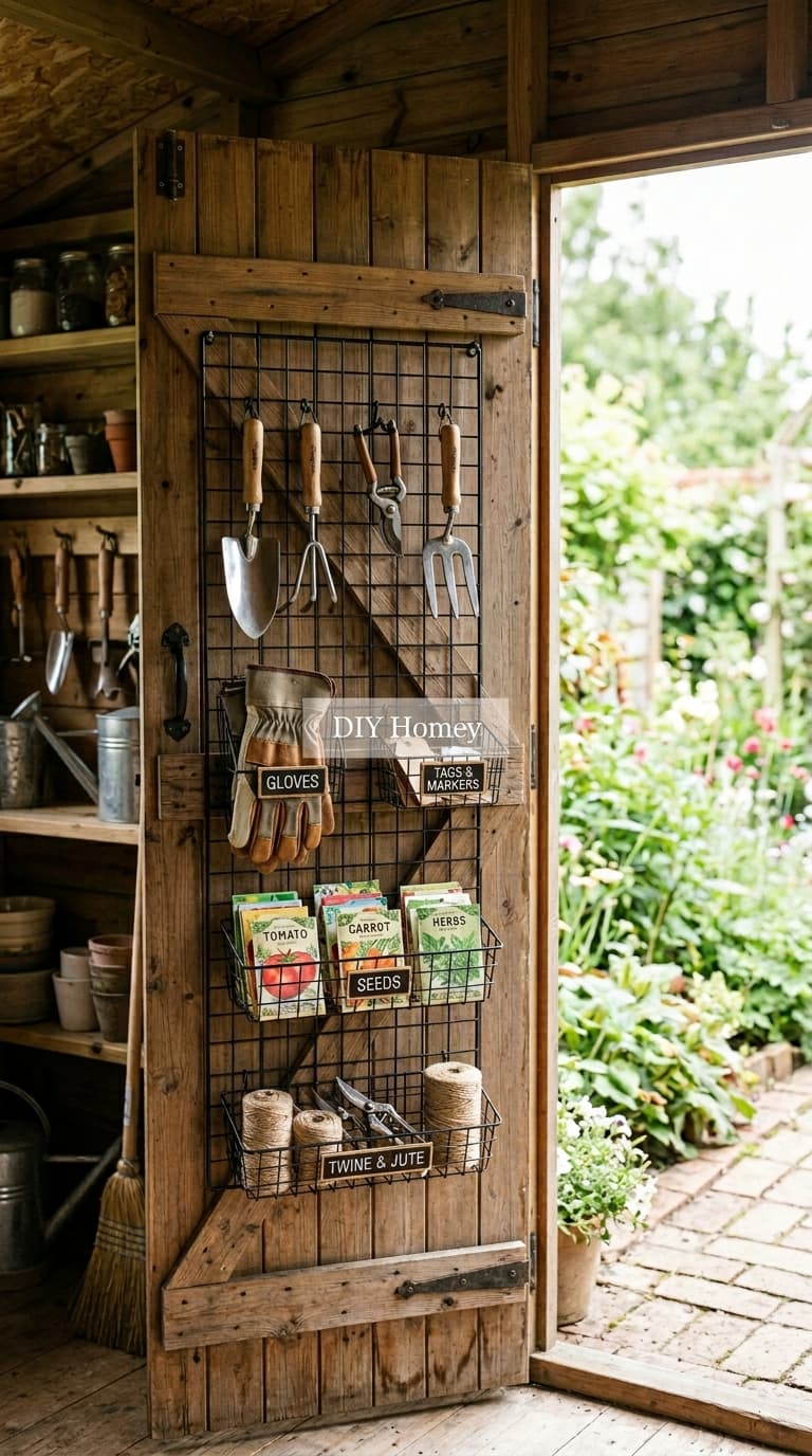 DIY Garden Shed Door Tool Storage Organizer