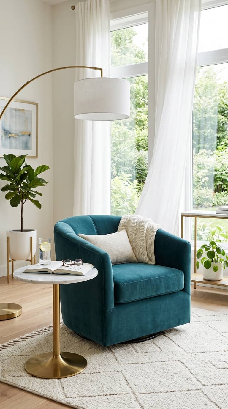 Plush Swivel Comfy Chair for Bright Reading Rooms