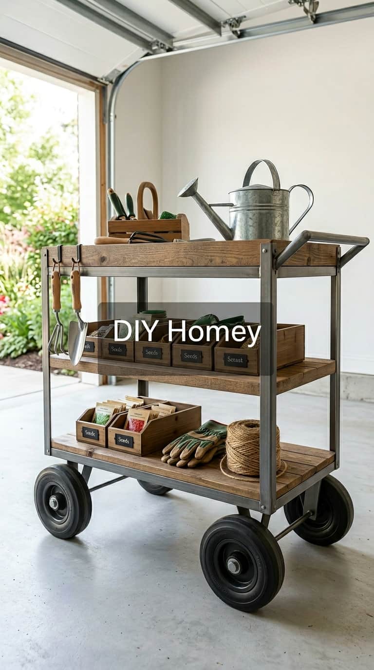 Rolling DIY Garden Tool Storage Cart